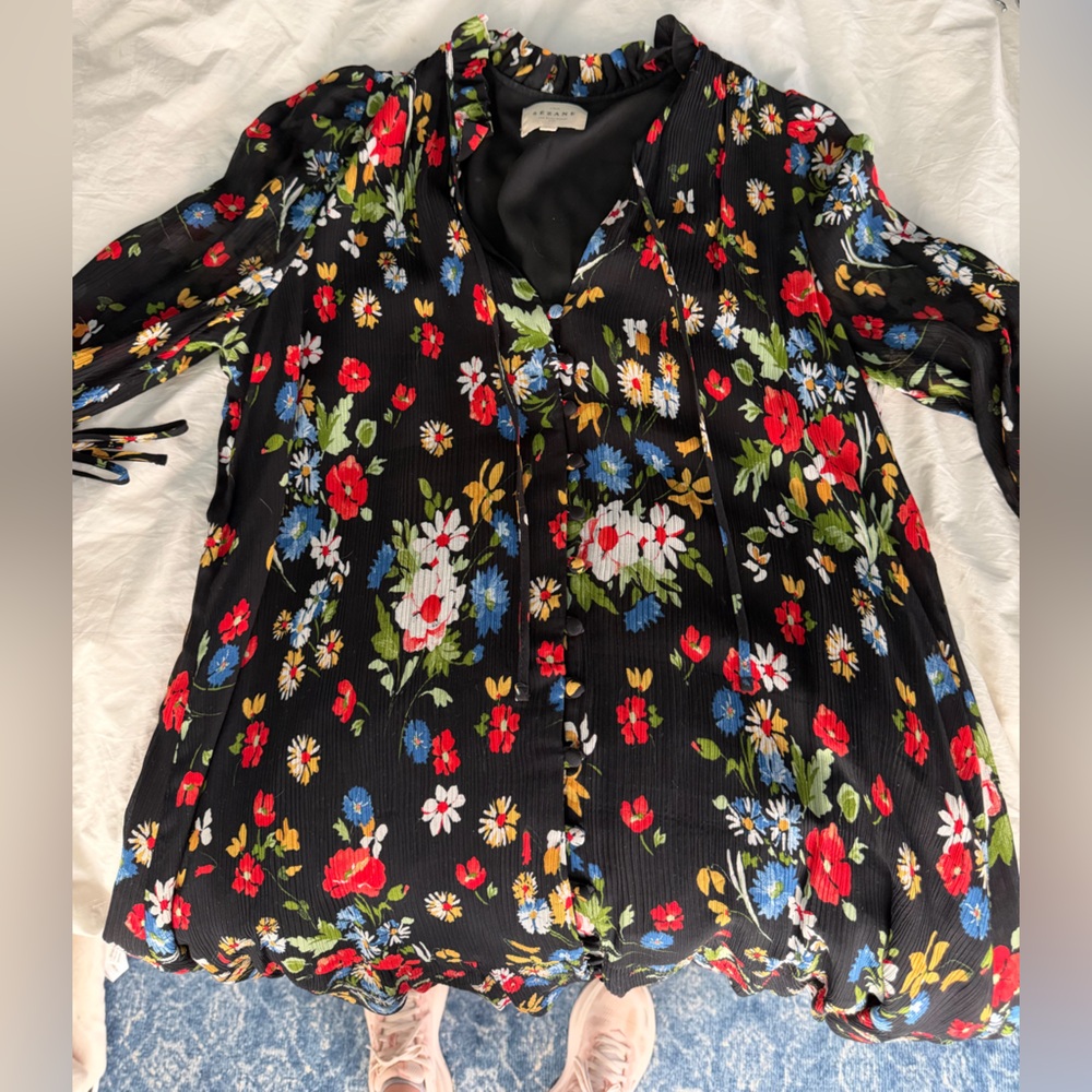 Sezane Black Floral Dress (Short)